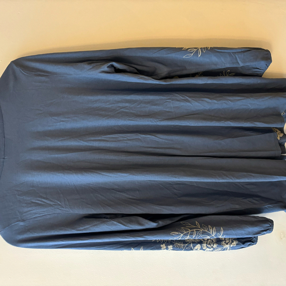 J.Jill Blue Long Sleeve Button-Down Tunic - Size M Tall - Picture 3 of 7